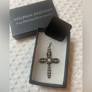 SILPADA CLASSIC CROSS PENDANT WITH PEARL!🤍